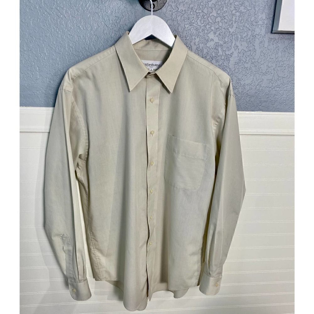 Yves Saint Laurent Off White Button Down Collared Dress Shirt  Size 16